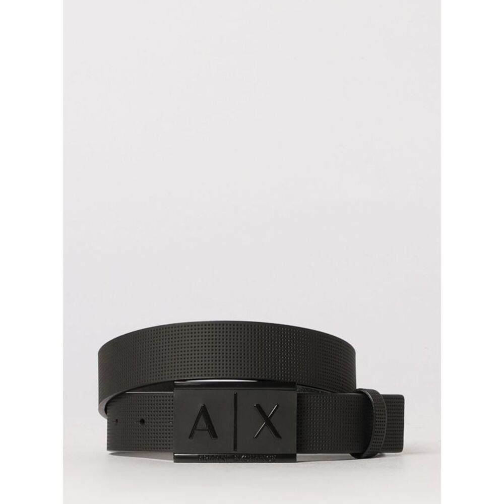 Armani Exchange Men Leather Belt With Logo Plaque Armani Exchange